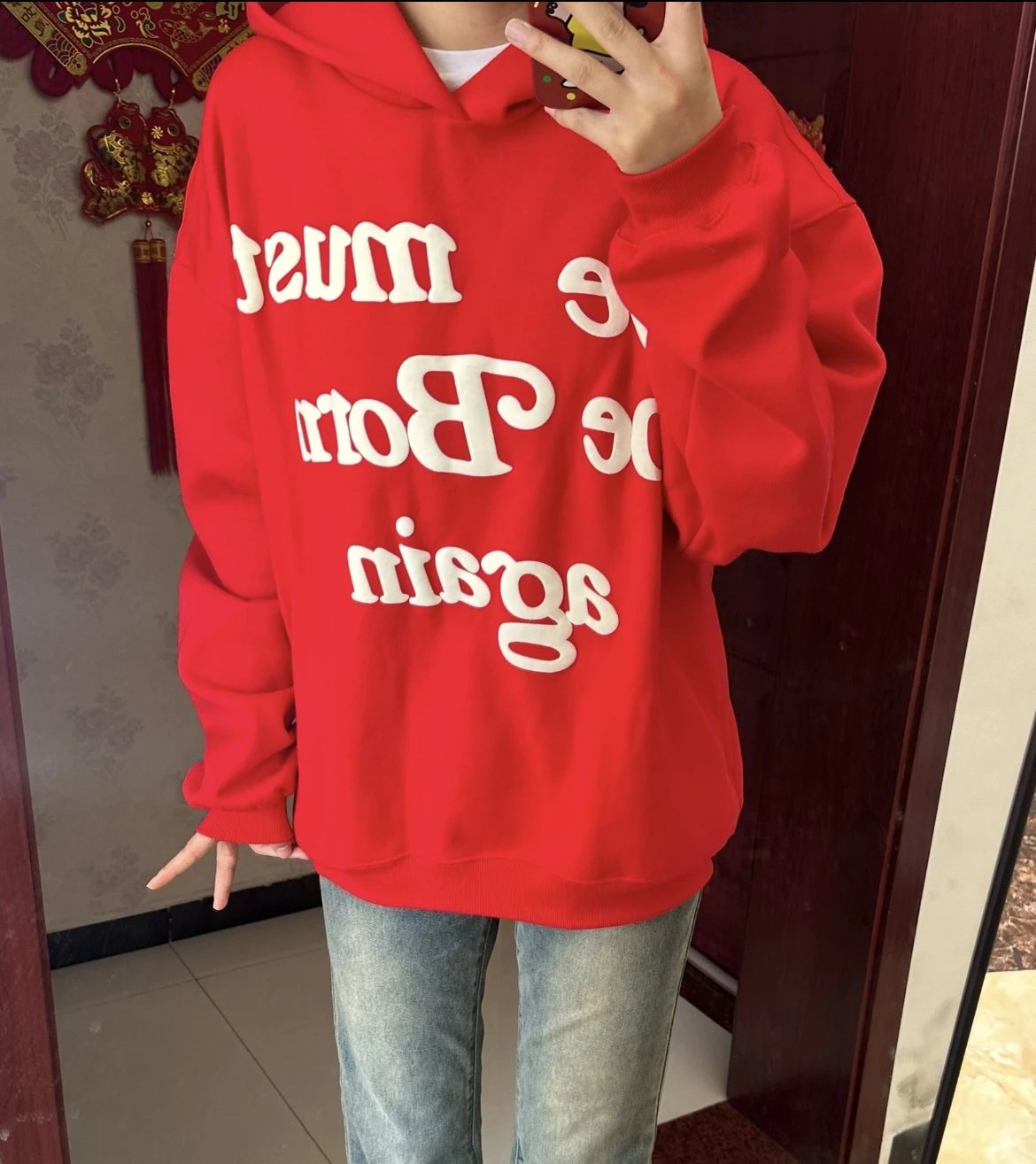 CPFM Kanye West Hoodie — Orange red colorway — USFans Spreadsheet photo
