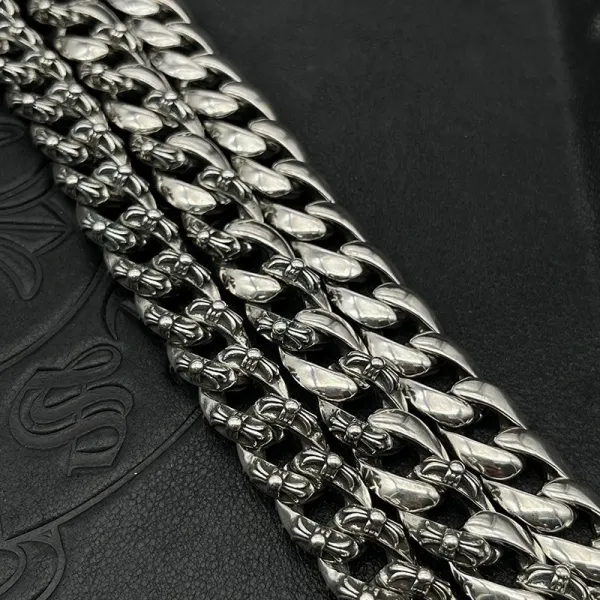 Chrome Hearts Floral Link Chain Bracelet Silver Jewelry - 10