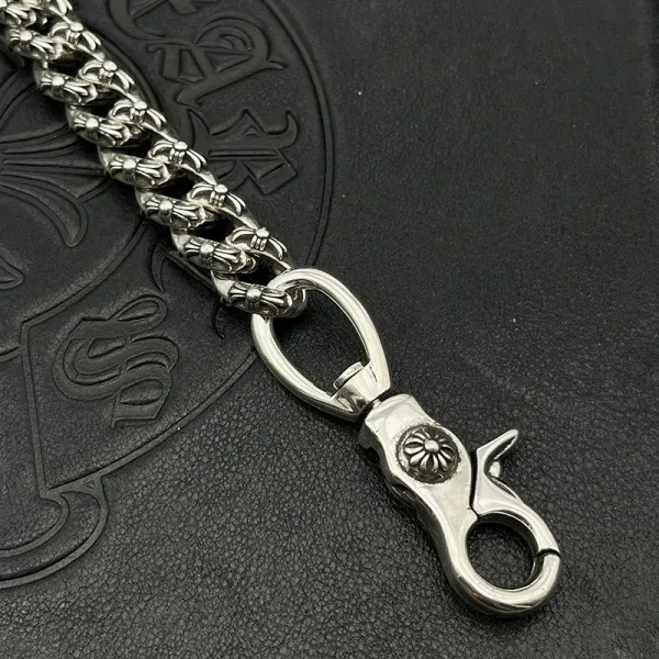 Chrome Hearts Floral Link Chain Bracelet Silver Jewelry - 9