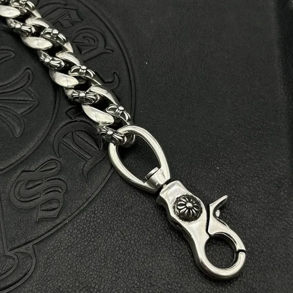 Chrome Hearts Floral Link Chain Bracelet Silver Jewelry - 8