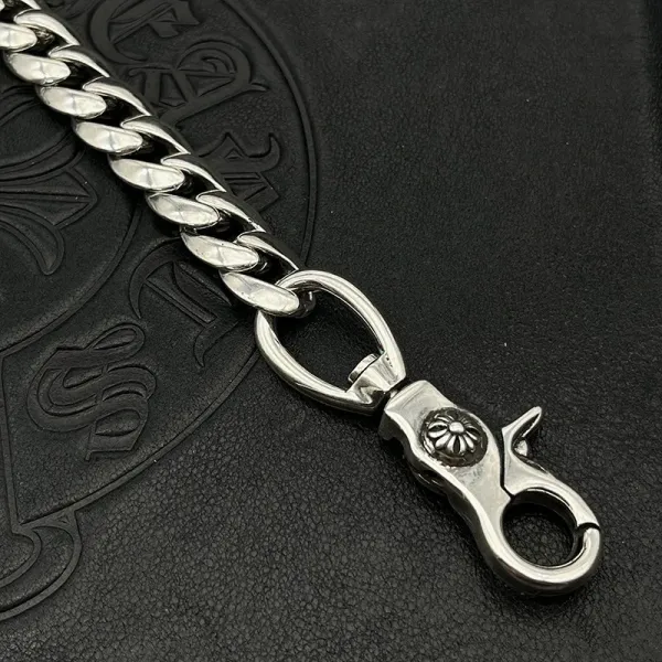 Chrome Hearts Floral Link Chain Bracelet Silver Jewelry - 7