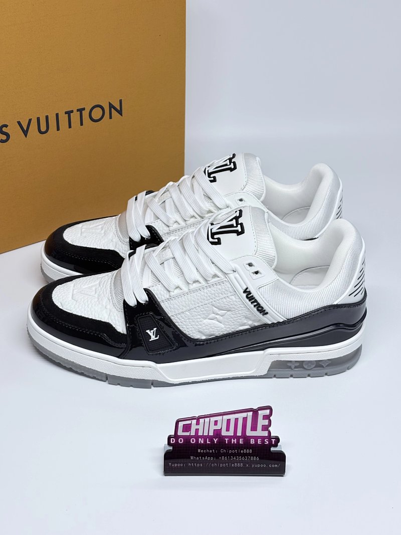 L*OUIS V*UITTON Trainer 牛皮牛皮革 平底系带 低帮 板鞋