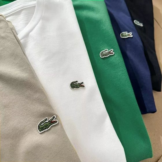 French Fashion Crocodile Logo T-Shirt Men Women Casual Solid Color New Round Neck Summer Short Sleeve Loose Fit