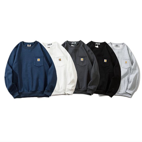 CARHAR * TT letter logo small logo embroidered round neck looped hoodie