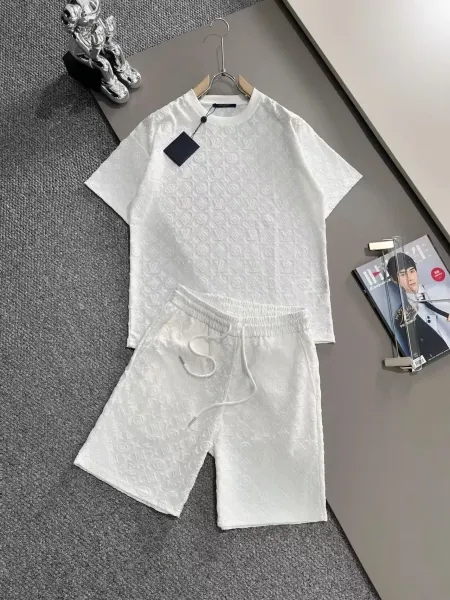 Louis Vuitton Monogram Jacquard T-Shirt and Shorts Set White - 1