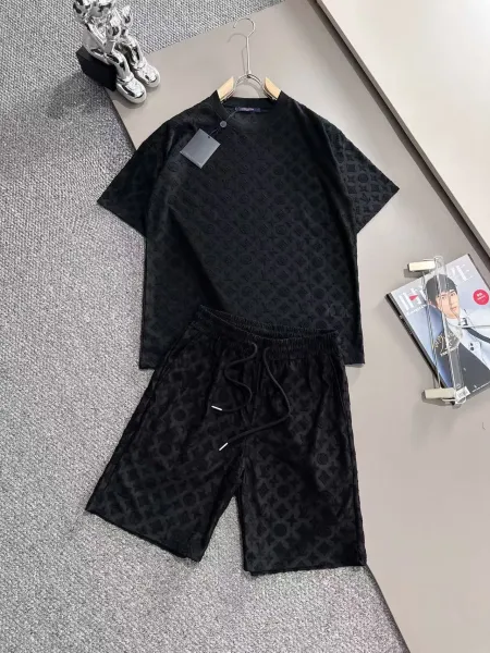 Louis Vuitton Monogram Jacquard T-Shirt and Shorts Set Black - 1