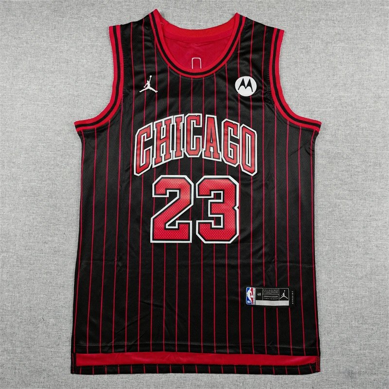 Black and Red Chicago Bulls #23 Basketball Jersey
