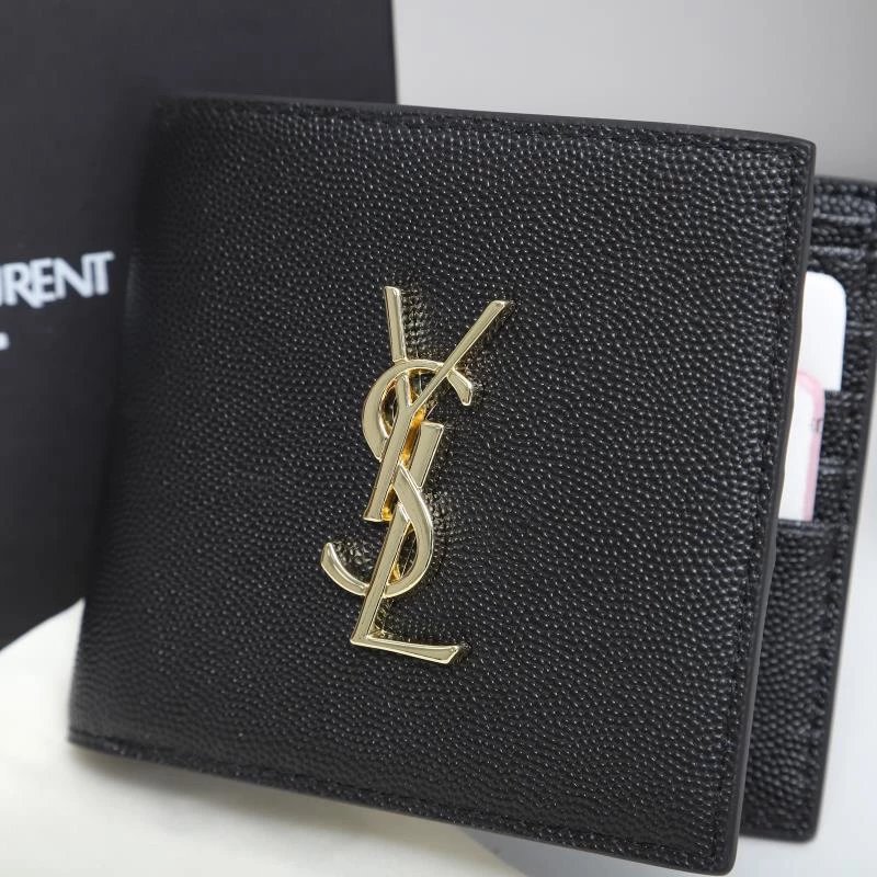 Saint Laurent Monogram Leather Short Wallet Black - 3