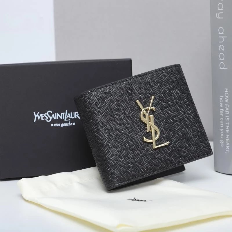Saint Laurent Monogram Leather Short Wallet Black - 2