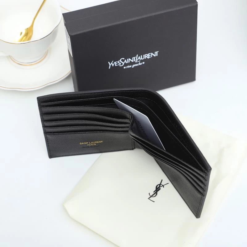 Saint Laurent Monogram Leather Short Wallet Black - 4