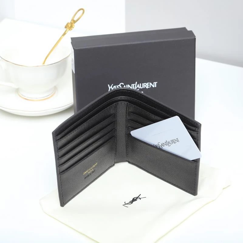 Saint Laurent Monogram Leather Short Wallet Black - 5
