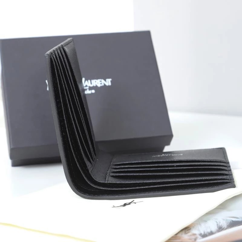 Saint Laurent Monogram Leather Short Wallet Black - 12