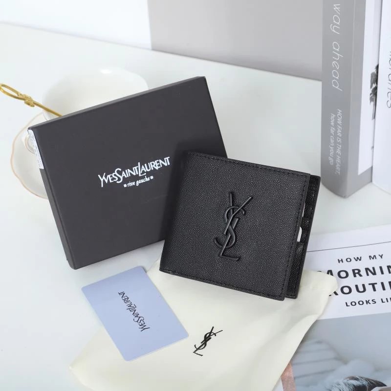 Saint Laurent Monogram Leather Short Wallet Black