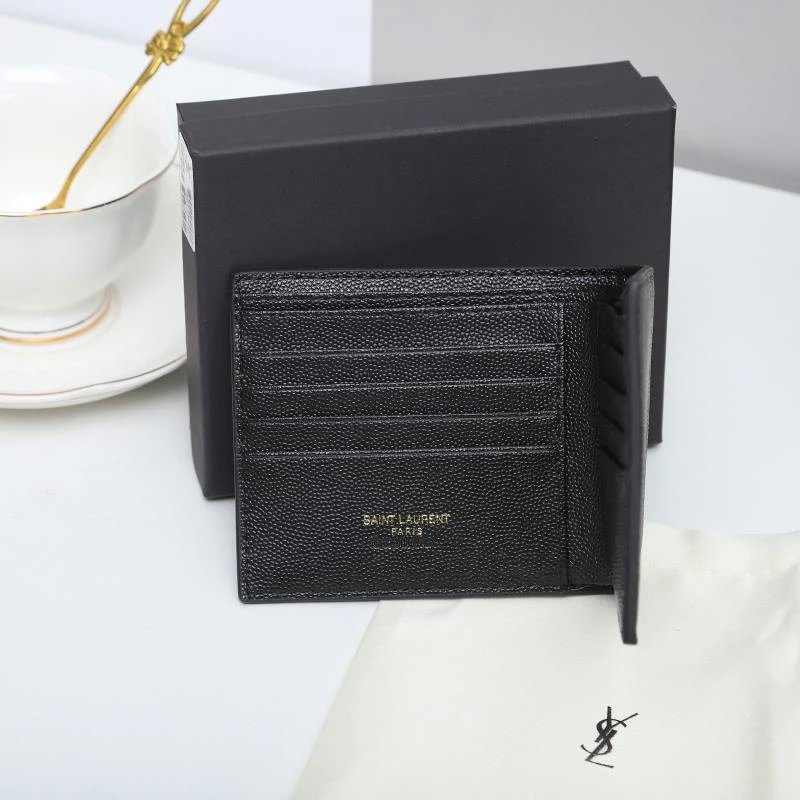 Saint Laurent Monogram Leather Short Wallet Black - 7