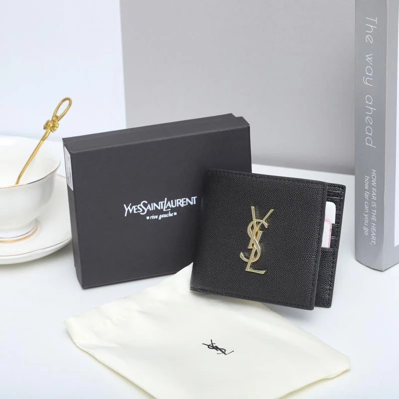 Saint Laurent Monogram Leather Short Wallet Black - 8