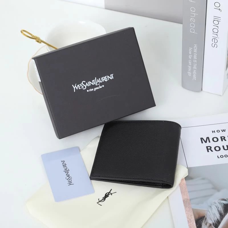 Saint Laurent Monogram Leather Short Wallet Black - 10
