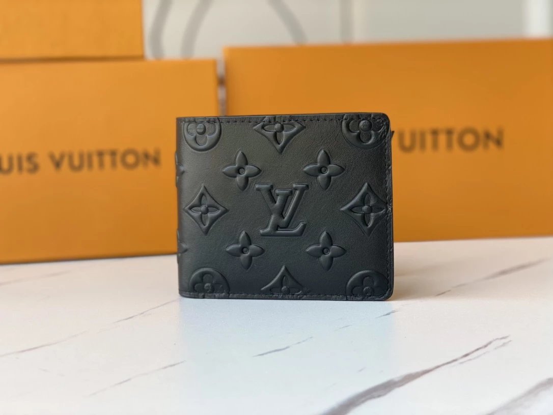 Black Embossed Monogram Wallet