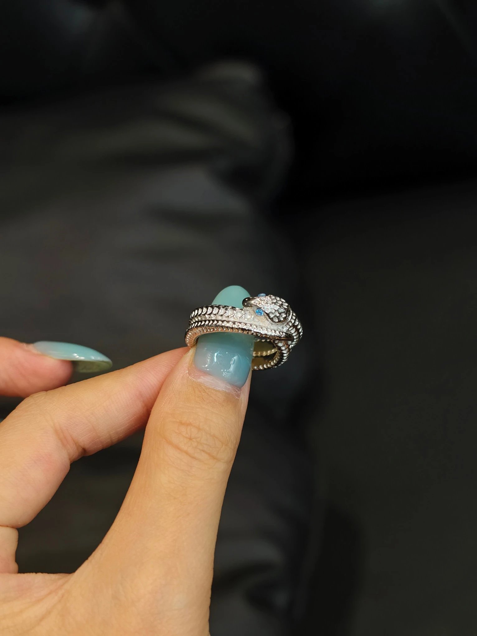 BH 925 Silver with Platium Snake Ring Original 925 Pure Silver Plated Platinum Blue Red Green Diamond Eye Ring