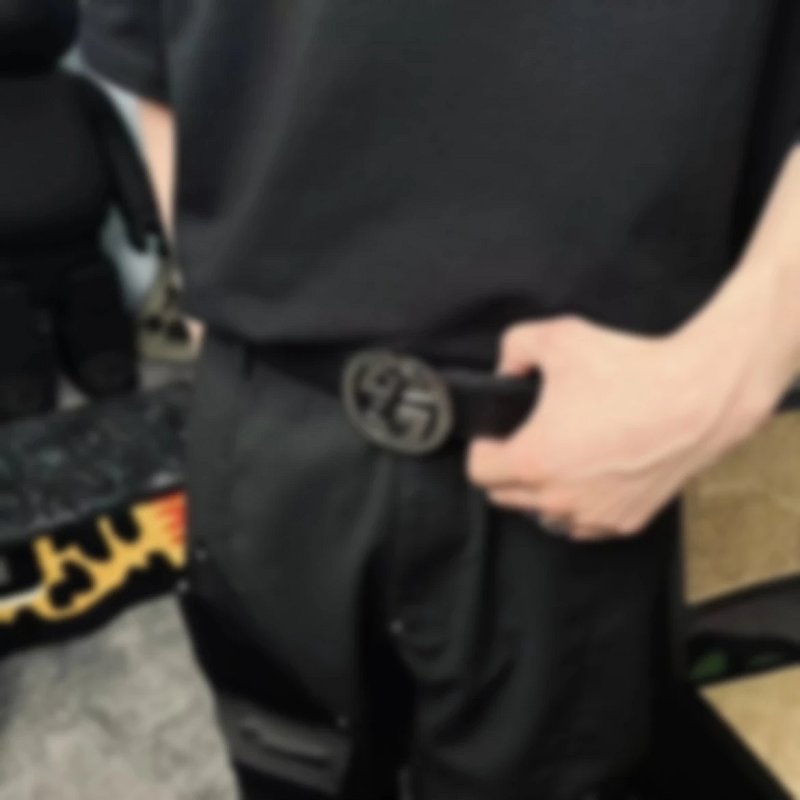 P489 Item ID 8396 GUC belt - pair G logo logo belt - Classic old flower embossed black b