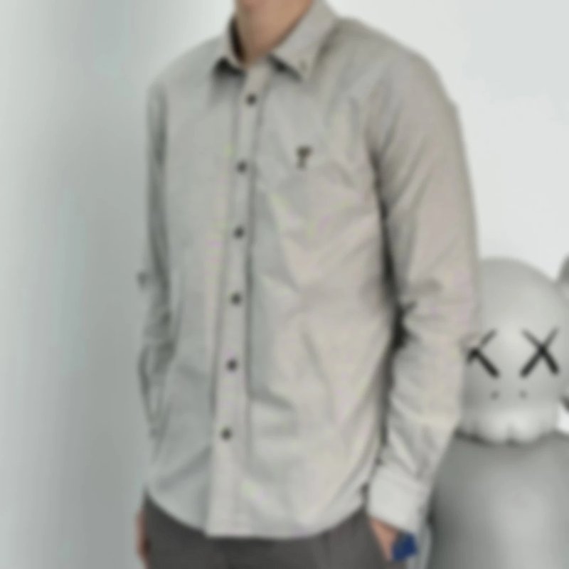 P233 Item ID 8210 AMI Love Embroidered Cotton Solid Color Long Sleeve Shirt for Men and