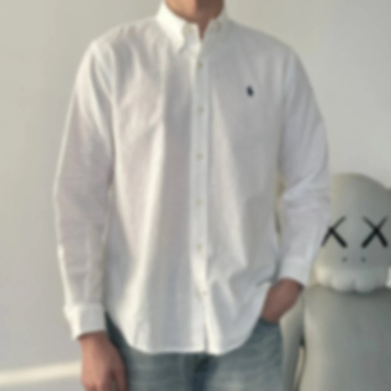 P269 Item ID 8224 Ralph SS25 pony logo embroidered long sleeved cotton linen shirt - bla
