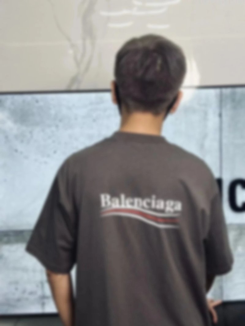 P199 Item ID 8291 Balenciag-2022fw - Wave Cola Short Sleeve - Dark Brown - Damaged Proce
