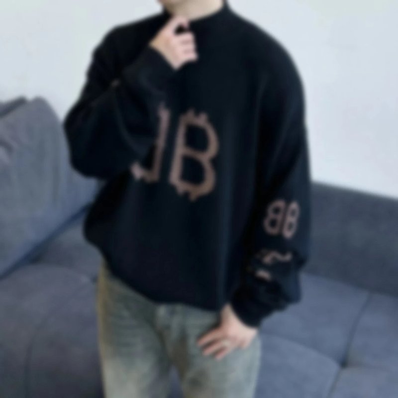 P259 Item ID 8250 Balenci@ga- Paris -2024ss- Mud dyed double B printed sweater - turtlen