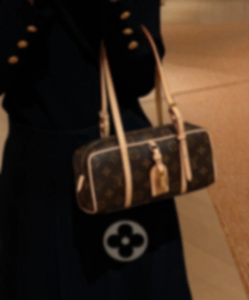 P988 Item ID 8481 HANG-ON- retro classic -Monogram coated canvas - bowling bag handbag