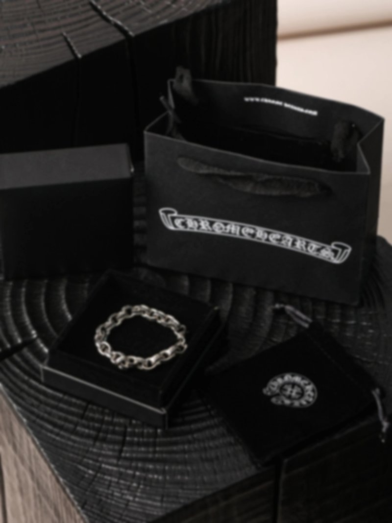 P299 Item ID 8376 Chrome-Hearts- Crow heart -paperchain- Classic Thin Cuban Bracelet - p