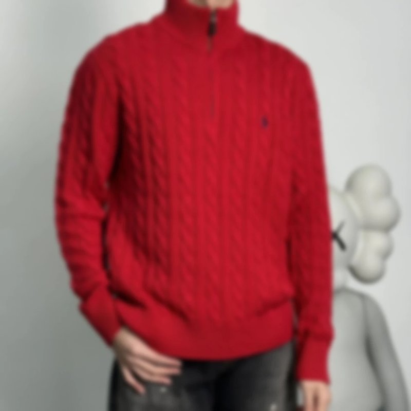 P279 Item ID 8266 Ralph Half Chain Twisted Flower Sweater - Solid Color Half Zipper Stan