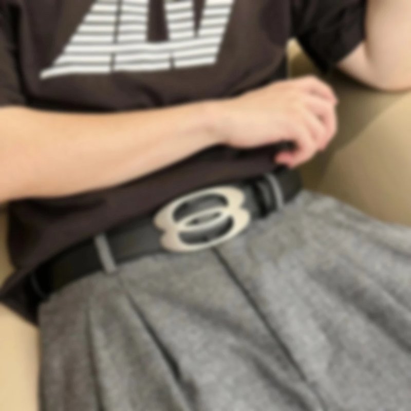 P399 Item ID 8394 Balenc1aga - Paris-2024FW - Double ring silver buckle belt - Imported