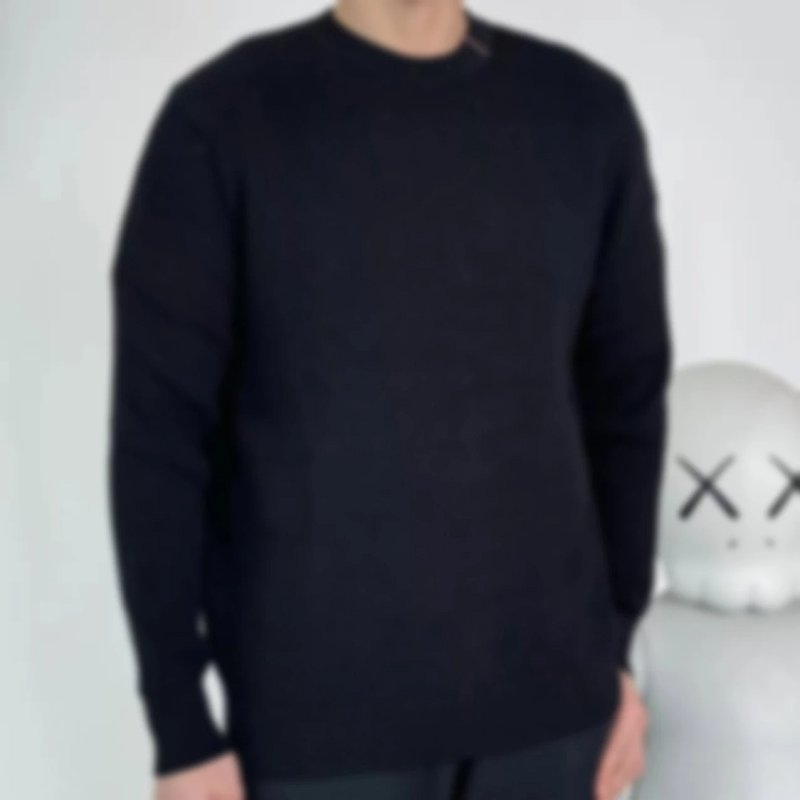 P319 Item ID 8177 CottonSweater _3D Waffle_ Three Color Logo Round Neck Long Sleeve Knit