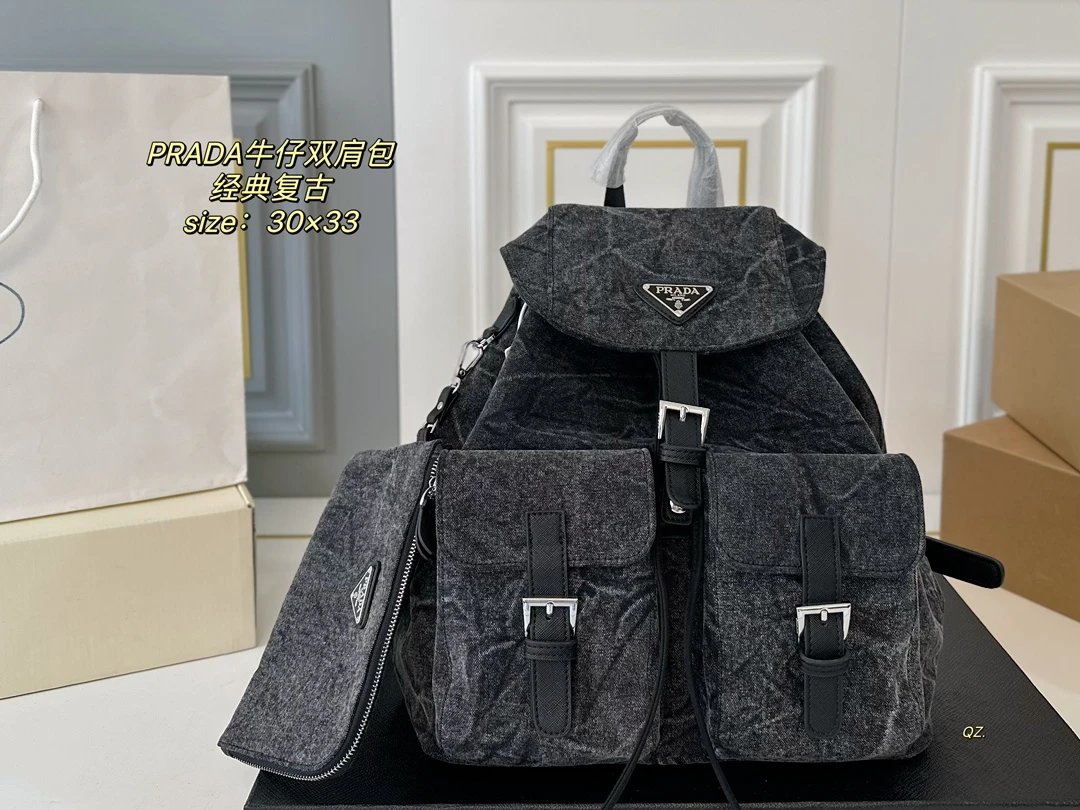 Prada Re-Nylon Backpack Navy Blue - 26