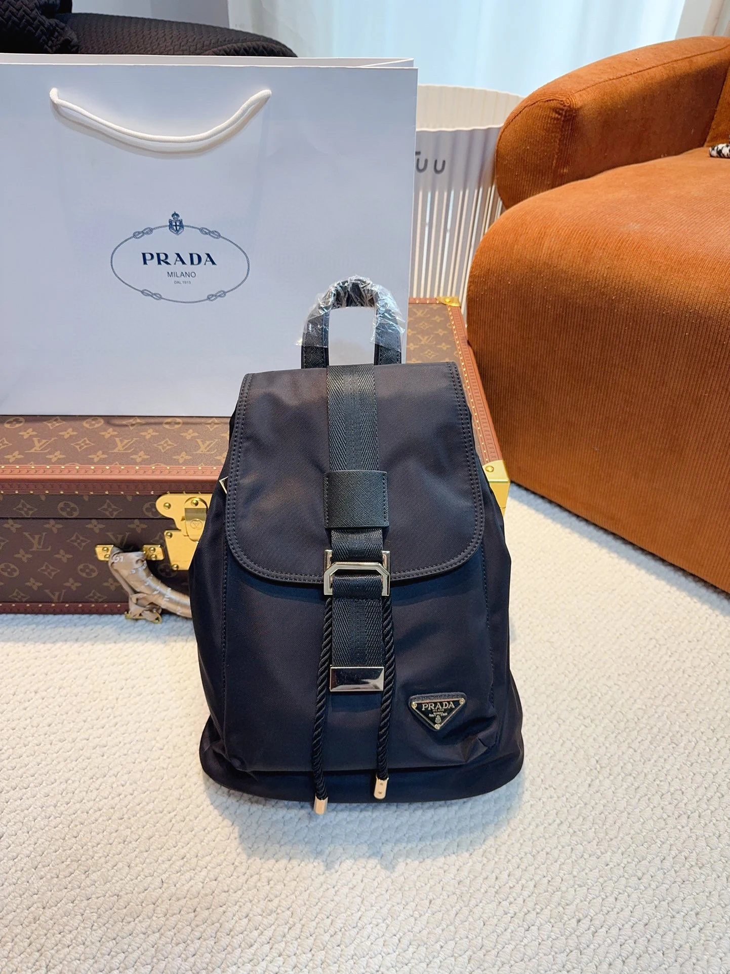 Prada Re-Nylon Backpack Navy Blue - 15