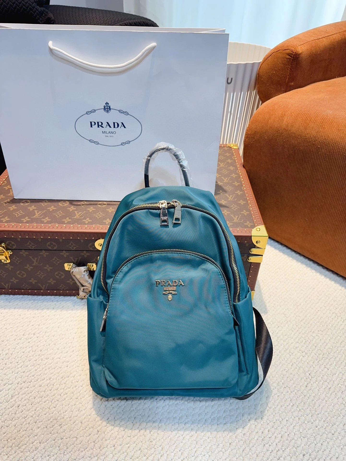 Prada Re-Nylon Backpack Navy Blue - 18