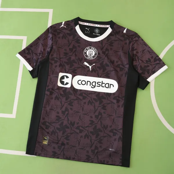 Puma FC St. Pauli Third Jersey Burgundy Skull Print Jersey - 1