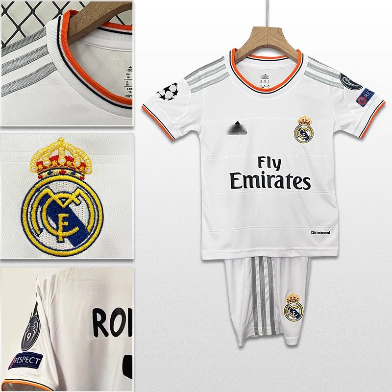Real Madrid 2013-2014 Home Children's Football Kit White Jersey and Shorts - 3