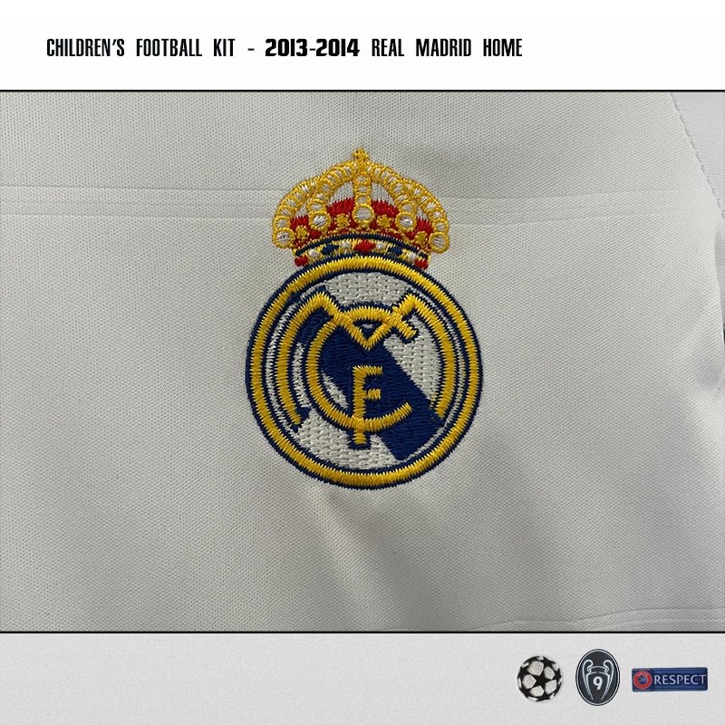 Real Madrid 2013-2014 Home Children's Football Kit White Jersey and Shorts - 8