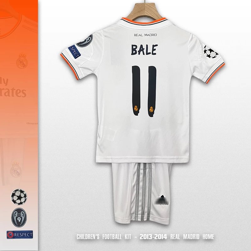Real Madrid 2013-2014 Home Children's Football Kit White Jersey and Shorts - 4