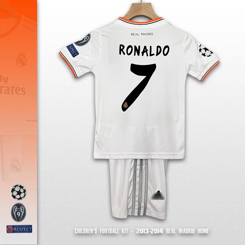 Real Madrid 2013-2014 Home Children's Football Kit White Jersey and Shorts - 5