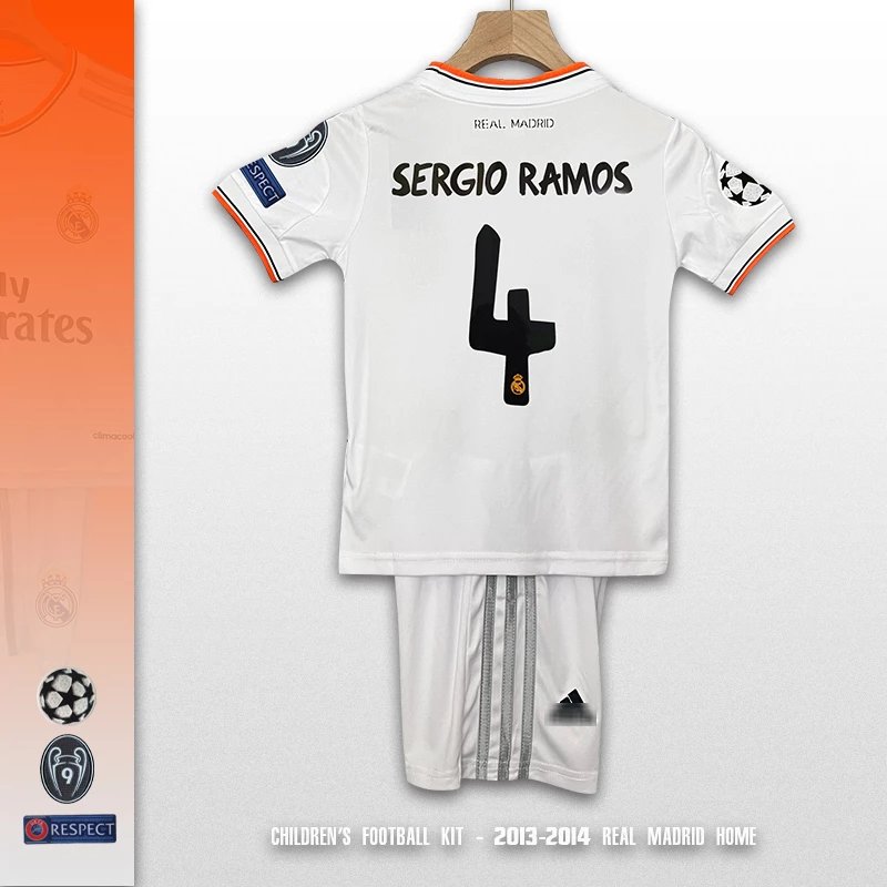Real Madrid 2013-2014 Home Children's Football Kit White Jersey and Shorts - 6