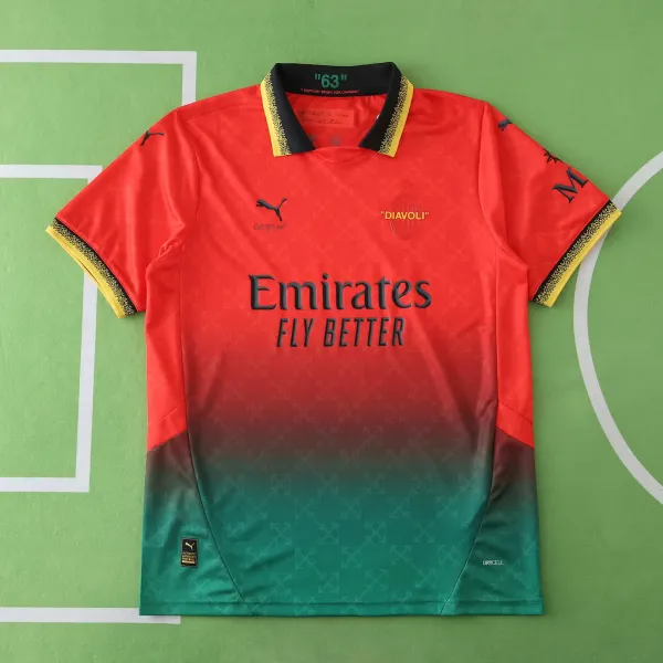 AC Milan x Off-White Third Jersey Red-Green Gradient Football Jersey - 1