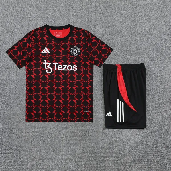 Adidas Manchester United 2023-24 Third Kit Black / Red Jersey and Shorts Set - 1