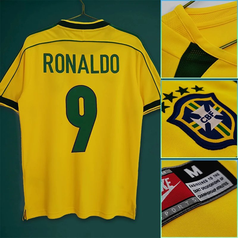 CBF Brazil National Team Ronaldo #9 Home Jersey Yellow - 1