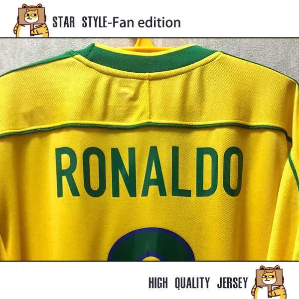 CBF Brazil National Team Ronaldo #9 Home Jersey Yellow - 6