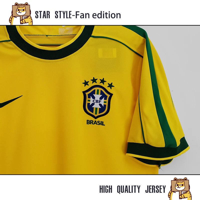 CBF Brazil National Team Ronaldo #9 Home Jersey Yellow - 7
