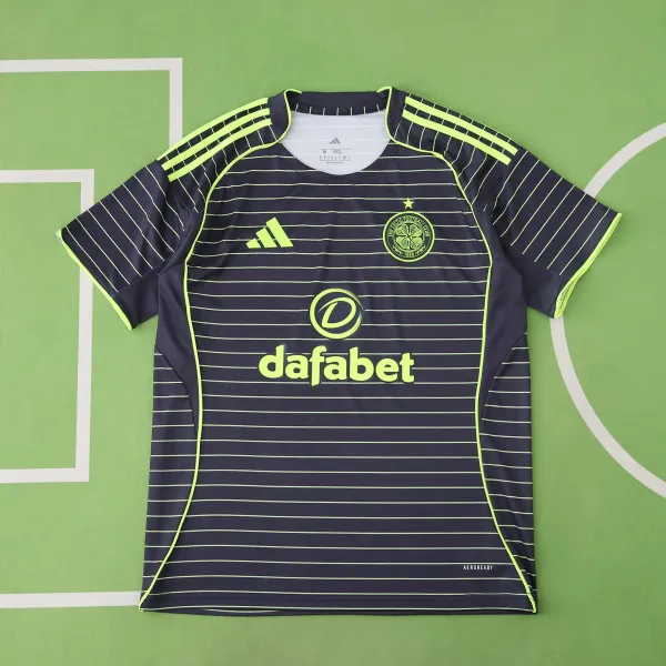 Adidas Celtic FC 2023-24 Third Jersey Navy with Neon Green Stripes - 1