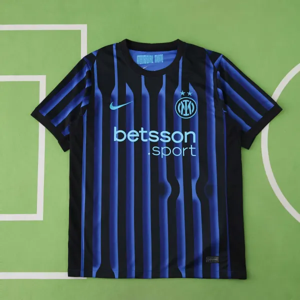Inter Milan 2023-24 Home Jersey Black / Blue Striped Football Jersey - 1