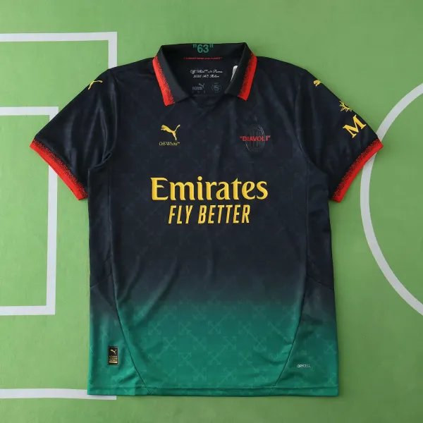 Off-White x Puma AC Milan 2025 Third Jersey Black-Green Gradient - 1