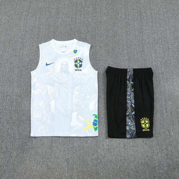 Nike Brazil CBF 2024 Training Vest and Shorts Set White / Black - 1